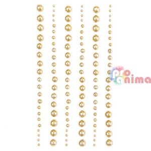 Перлички самозалепващи микс 2-6 mm 120 бр. златни 