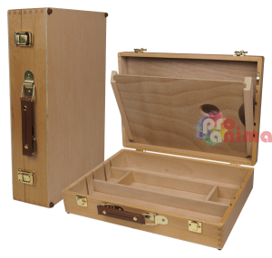 Дървен куфар за материали за рисуване 37.5 x 26 x 8.5 cm