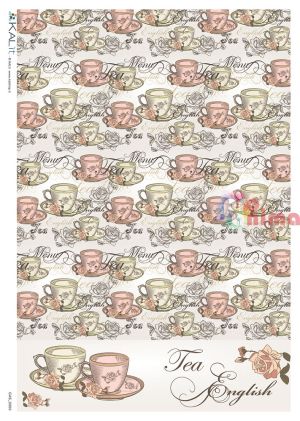 Декупажна хартия оризова KALit A4 Английски чай