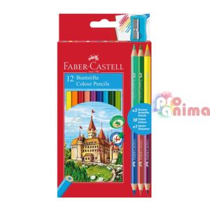 Цветни моливи Faber-Castell Замък 12 + 6 цвята острилка