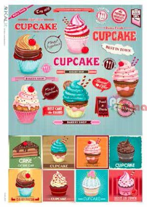 Декупажна хартия оризова KALit A4 Кексчета