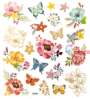 Стикери DP Craft 21 бр. Цветя и Пеперуди