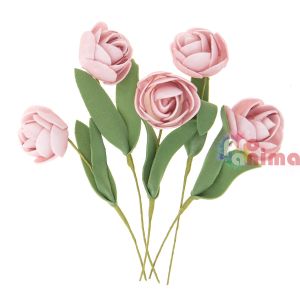 Розови рози на стрък DP Craft 5 бр. 