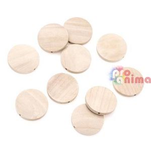 Дървени мъниста дискове 30 mm 10 бр. натурален цвят