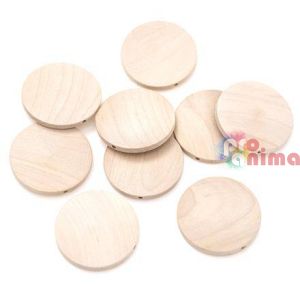 Дървени мъниста дискове 40 mm 10 бр. натурален цвят