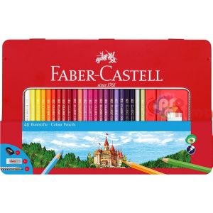 Цветни моливи Faber-Castell Замък 48 цвята метална кутия