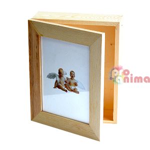 Кутия дървена с рамка за снимка Efco 19x15.5x6 cm