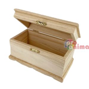 Дървена кутия (сандък) със закопчалка 16 cm x 9 cm x 8.5 cm натурална