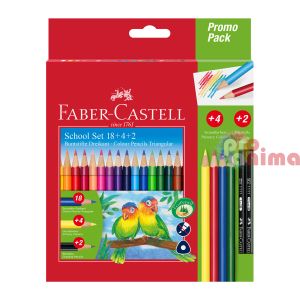 Цветни моливи Faber-Castell Trianular 18+4 цвята +2 графитни молива