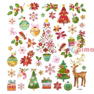 Коледни стикери с глитер 43 бр. Цветна Коледа