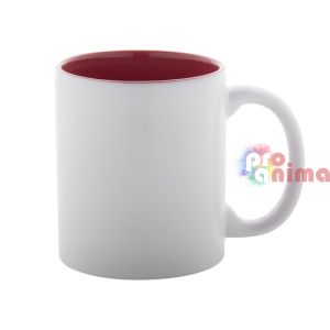 Бяла керамична чаша за печат или декорация 320 ml Червена вътрешност