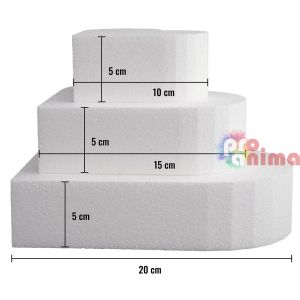Основа за торта от стиропор 3 етажа(10, 15, 20 cm), 5 cm височина