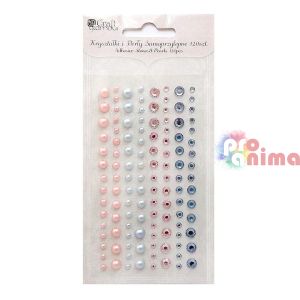 Перли и камъчета самозалепващи 120 бр. Sweet Pink &amp; Blue