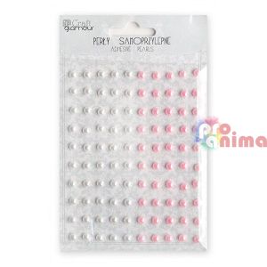 Перлички самозалепващи 5 mm, 100 бр. бели и розови