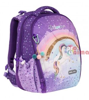 Ергономична ученическа раница BElmil Rainbow Unicorn, три отделения