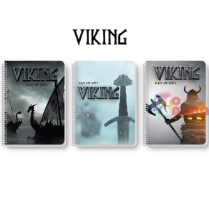 Тетрадка Black and White Viking, A4, 80 листа, широки редове, спирала
