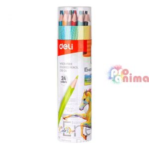 Цветни моливи Deli Enovation 24 цвята в пластмасов тубус