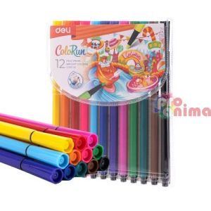Флумастери Deli Colorun 12 цвята  в PVC опаковка