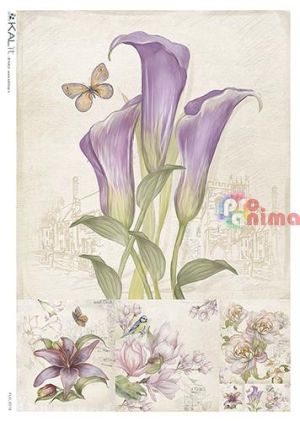 Декупажна хартия оризова KALit A4 Цветя 218
