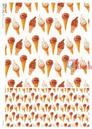 Декупажна хартия оризова KALit A4 Сладоледи