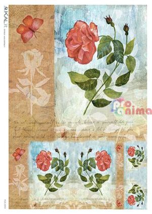 Декупажна хартия оризова KALit A4 Рози 204