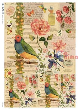 Декупажна хартия оризова KALit A4 Птици 66