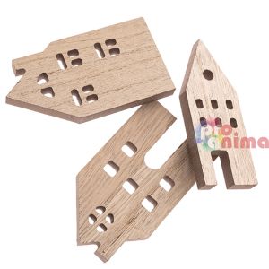 Дървени къщички за декорация DP Craft, 3 бр., 10 x 1 cm