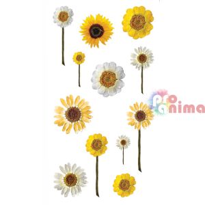 Матирани, прозрачни стикери от PVC, 43 бр., цветя, DP Craft