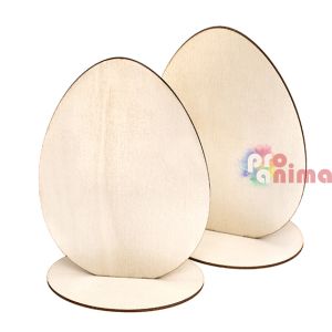 Декоративни дървени яйца на поставка DP Craft, 2 бр, 10 cm