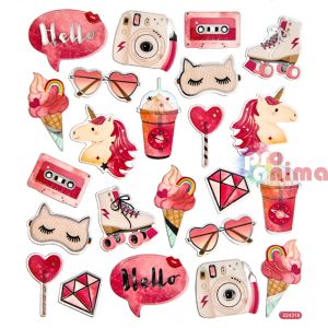 Стикери за декорация DP Craft, розови джаджи, 24 бр.