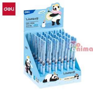 Химикалка с гелово мастило Deli Panda, 0.5 mm, синя