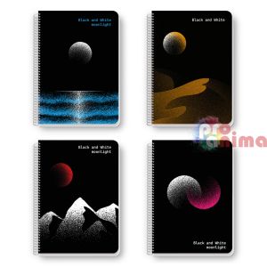 Тетрадка Black&White, B5, 140 листа, редове, Moonlight
