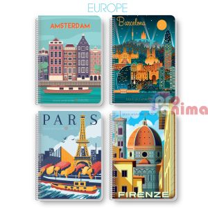 Тетрадка Black and White малък формат A5, 80 листа, редове, спирала, Europe