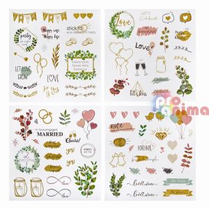 Акварелни, хартиени стикери DP Craft, любов и брак, 80 бр.