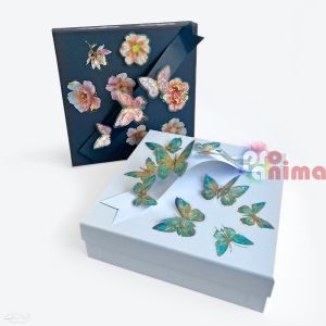 Стикери прозрачно, 20 бр., цветя, розов руж, блестящи