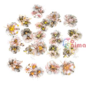 Стикери от прозрачно PET фолио DP Craft, цветя, 20 бр., блестящи