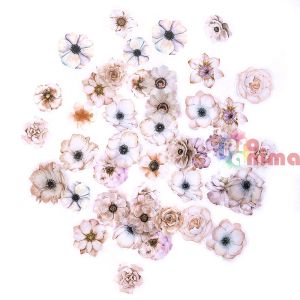 Стикери от прозрачно PET фолио, DP Craft, цветя, пастелни, 50 бр.