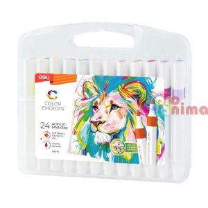 Комплект акрилни маркери Deli, 24 цвята