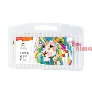 Акрилни маркери Deli Color, 36 цвята, объл връх