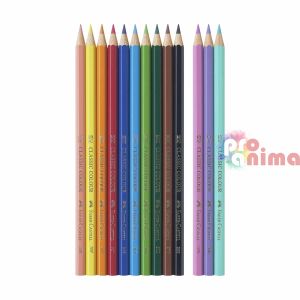 Комплект цветни моливи Faber-Castell, 10 стандартни + 3 пастелни цвята