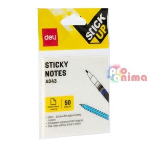 Самозалепващи листчета Deli, 76 x 76 mm, 50 бр., прозрачни