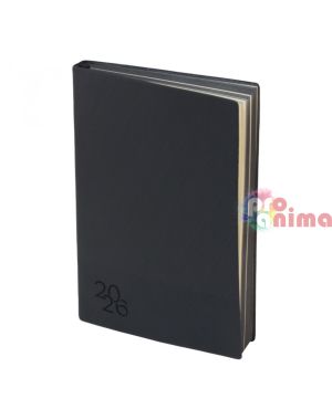 Бележник с дати 2026, 14.5 х 21 cm, термо Flexy с порезка, черен, 168 л.