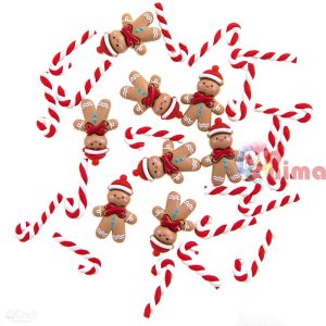 3D декоративни фигурки джинджифилови човечета и захарни бастунчета, 28 бр.