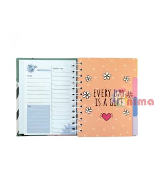 Планер с твърда корица, спирала, 96 листа, 12 x 17 cm, с 12 разделителя