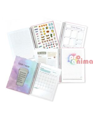 Планер с твърда корица, спирала, 17 x 24 cm, 100 листа и 3 листа стикери