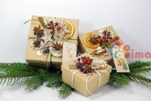 Дървени фигурки с коледни мотиви, 45 бр.