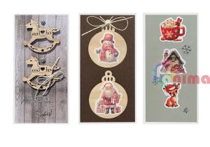 Винилови стикери Винтидж Коледа в розово, 4-6 cm