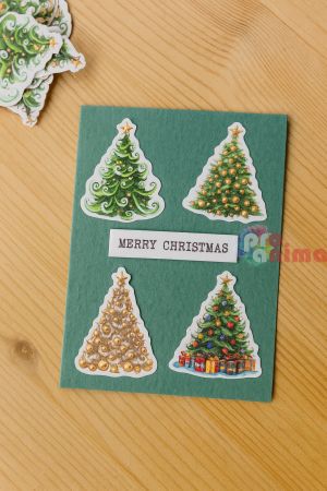 Винилови стикери Коледни елхички, 4-6 cm