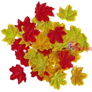 Декоративни есенни листа от плат, 7-8 cm, 48 бр.