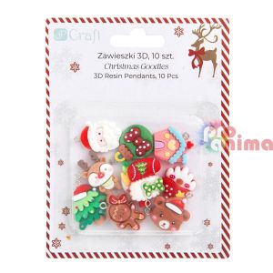 Висулки за декорация от резин, 3D коледни елементи, 10 бр.